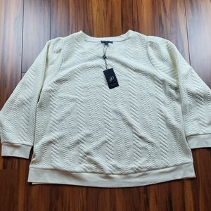 Adrianna Papell Womens White Cable Knit Sweater Puls Size 1X